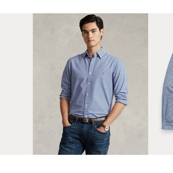 VTG Polo Ralph Lauren Button Down Shirt Mens XXL Blue Gingham Oxford Long Sleeve - Picture 2 of 8